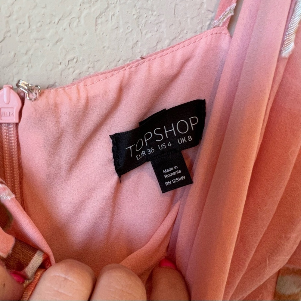 Topshop Twist Front Burnout Dress In Blush - Picture 3 of 6